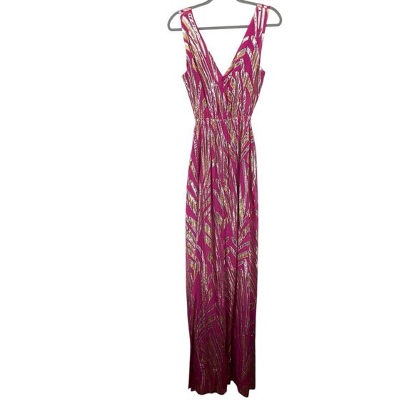 Ramy Brook Size 10 Irene Cocktail Dress Pink Silk Metallic Twisted Cutout Womens - Picture 2 of 7